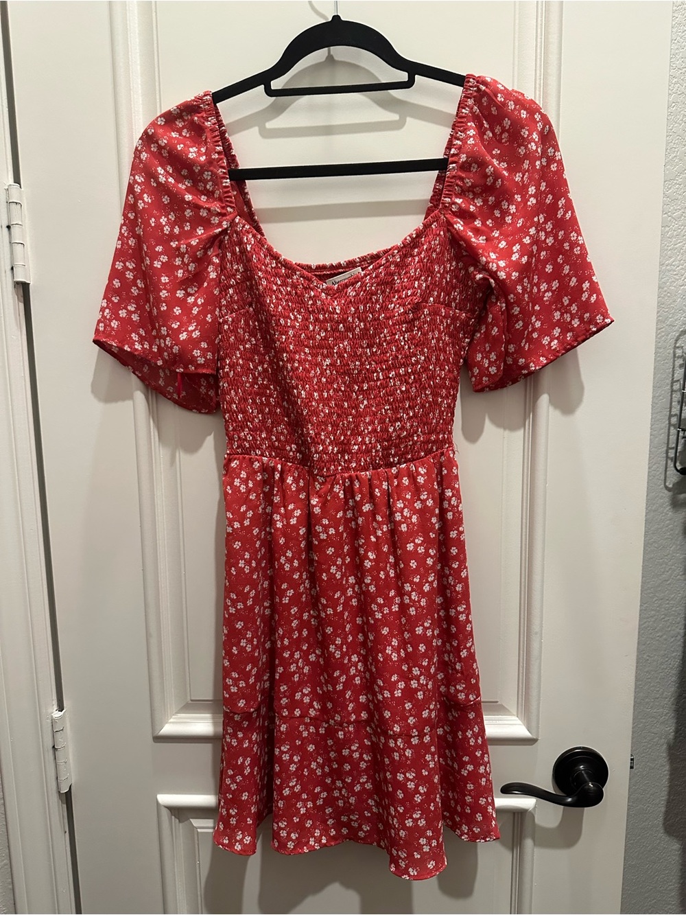 Abercrombie & Fitch Red Floral Smocked Mini Dress